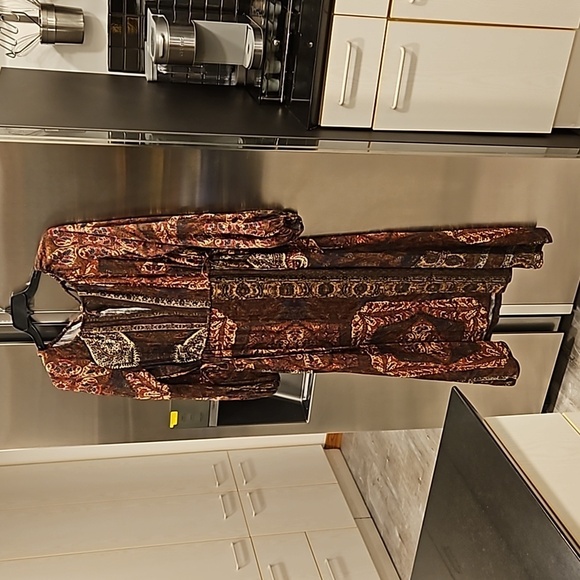 💕ZARA💕 Printed Midi Dress 8913/829 ~ Brick Multi-Color Abstract Print Small - Picture 6 of 15